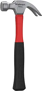 Fiberglass Claw Hammer With Comfort Grip Handle And Curved Rip Claw 16 or 12 Oz By Stalwart Durable Tool for Home Repair DIY Building Woodwork