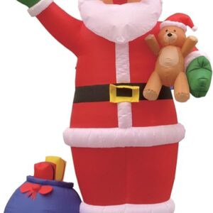BZB Goods 12 Foot Tall Huge Christmas Inflatable Santa Claus with Gift Bag and Bear Lights Outdoor Indoor Holiday Decorations Blow up Lawn Inflatables Home Family Decor Yard Decoration