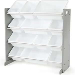 Humble Crew, Grey/White Kids Toy Organizer with 12 Storage Bins, Toddler
