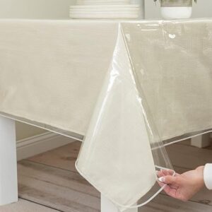 Benson Mills Heavy Duty Clear Plastic Tablecloth Protector, 100% Waterproof Table Cloth, Oil Spill Proof, Table Cover for Dining Tables, Parties and Holidays (54" x 54" Square)