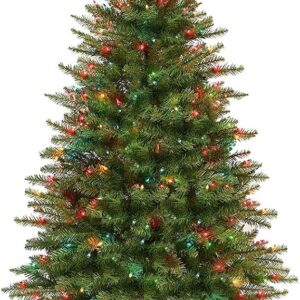 Puleo International 4.5 Foot Pre-Lit Fraser Fir Artificial Christmas Tree with 250 UL-Listed Multi-Color Lights, Green