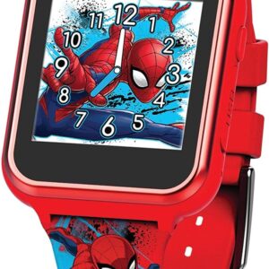 Accutime Kids Marvel Spider-Man Red Educational Touchscreen Smart Watch Toy for Boys, Girls, Toddlers - Selfie Cam, Learning Games, Alarm, Calculator, Pedometer, and More (Model: SPD4588AZ)