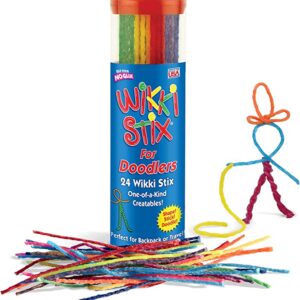 WikkiStix Sensory Fidget Toy, Arts and Crafts for Kids, Non-Toxic, Waxed Yarn, 6 inch, Reusable Molding and Sculpting Sticks, American, Assorted Colors, 24 Count (Pack of 1), Multi