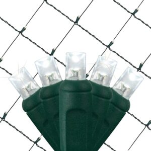 LED Cool White Twinkle Net Lights Outdoor LED Holiday Lights Net, Outdoor Decorative Lights Christmas Net Lights, Set of 100 (4 x 6 ft, 5mm Lights, Pure White Twinkle)