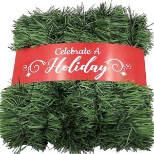 50 Foot Garland for Christmas Decorations - Non-Lit Soft Green Holiday Decor for Outdoor or Indoor Use - Premium Quality Home Garden Artificial Greenery, or Wedding Party Decorations (1, 50 FT)