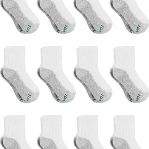 Hanes Boys' Socks, Double Tough Cushioned Ankle and No Show, 12-Pair Packs