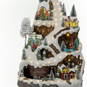 Alpine Corporation 18" H Indoor Animated Winter Wonderland Set with LED Lights and Music
